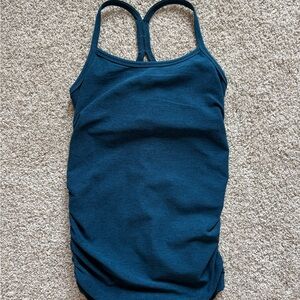 Beyond the Bump Blue Ruched Sleeveless Tank Top